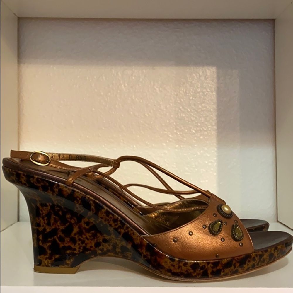 Cole Haan Bronze Wedge Jewel Strappy Sandals - Picture 6 of 16